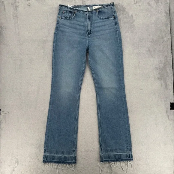 Rag Bone Peyton Mid Rise Bootcut Jeans Misty Wash‎ Distressed Raw Hem Size 30